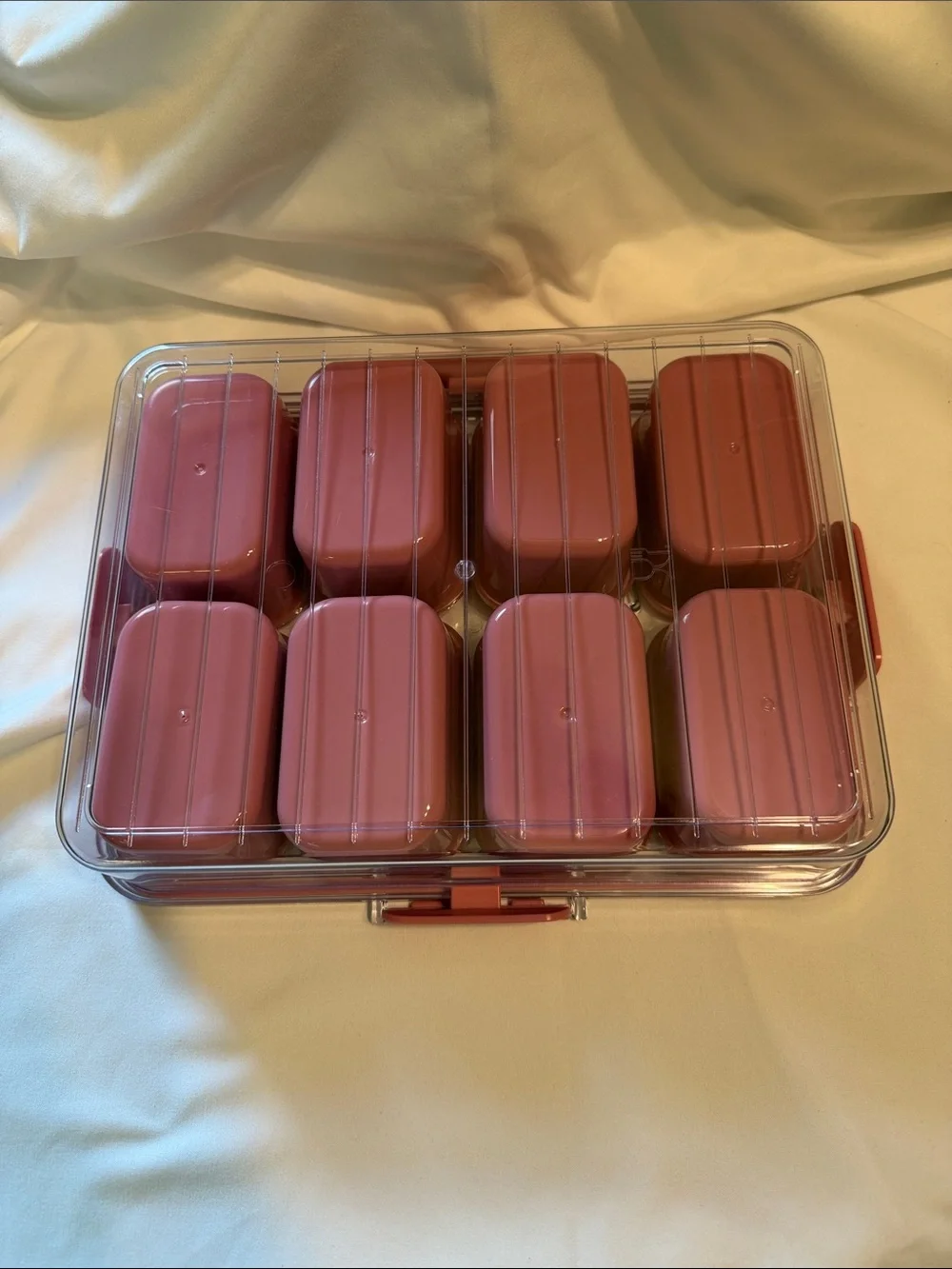 Pink Multi-Compartment Food Storage Box with Clear Lid